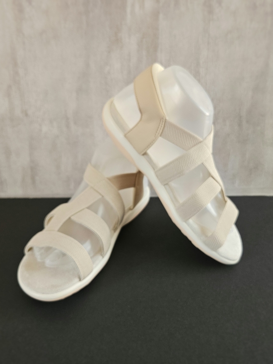 Northend Shoes - Women's Beige Elastic Strapy Sandals Comfort Open Toe Walking Shoes